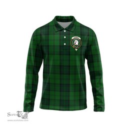 Scottish Dunbar Hunting Clan Crest Tartan Polo Long Sleeve Plaid Polo Shirt