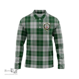Scottish Erskine Green Clan Crest Tartan Polo Long Sleeve Plaid Polo Shirt
