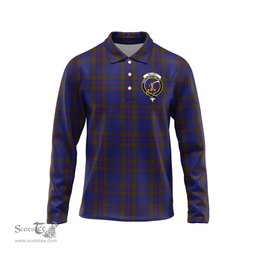 Scottish Elliot Clan Crest Tartan Polo Long Sleeve Plaid Polo Shirt