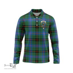 Scottish Davidson Ancient Clan Crest Tartan Polo Long Sleeve Plaid Polo Shirt