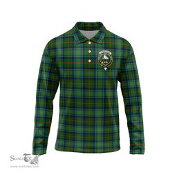 Scottish Cranstoun Clan Crest Tartan Polo Long Sleeve Plaid Polo Shirt