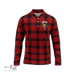 Scottish Ewing Clan Crest Tartan Polo Long Sleeve Plaid Polo Shirt
