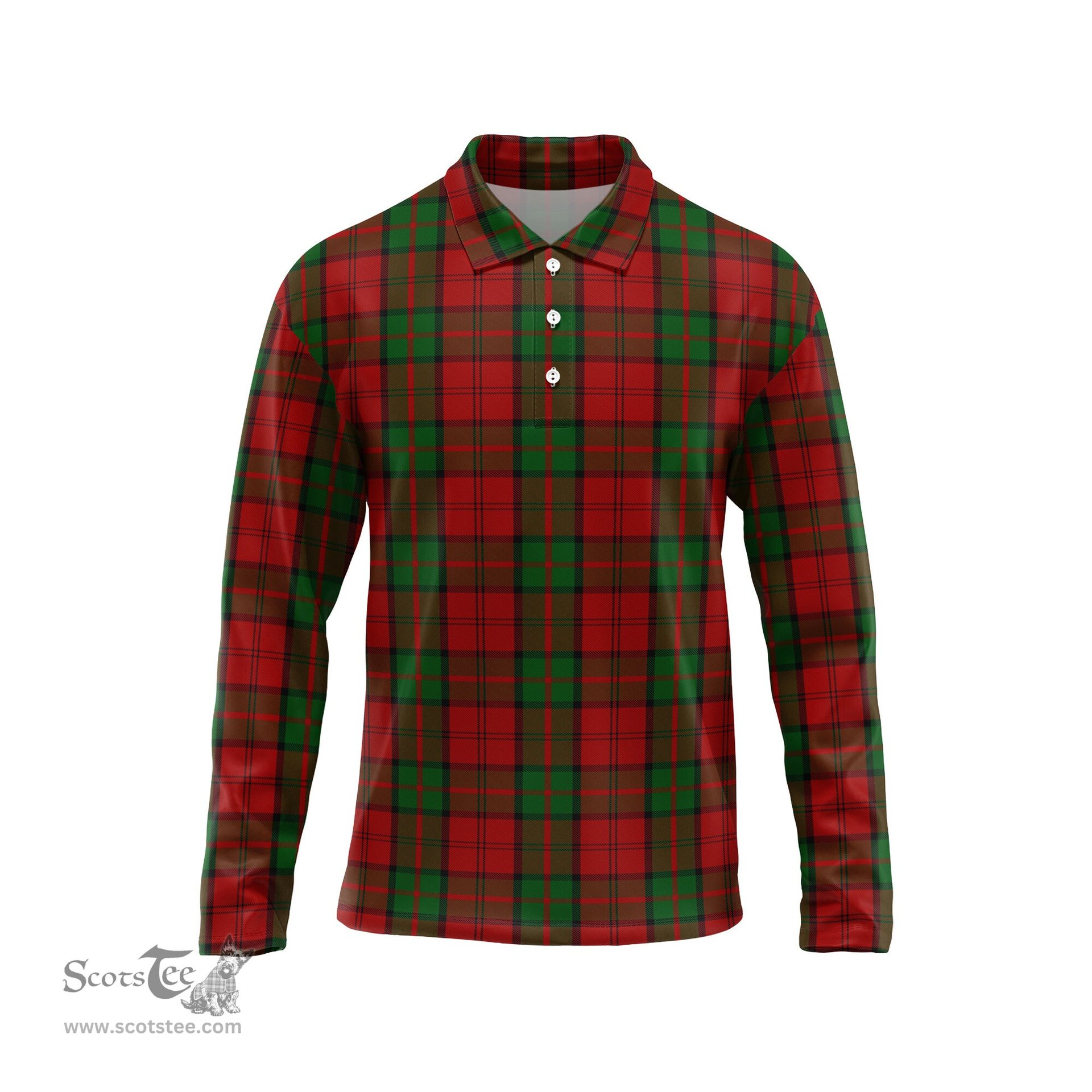 Scottish Dunbar Tartan Long Sleeve Plaid Polo Shirt