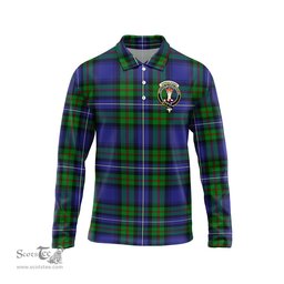 Scottish Donnachaidh Clan Crest Tartan Polo Long Sleeve Plaid Polo Shirt