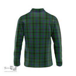 Scottish Davidson Clan Crest Tartan Polo Long Sleeve Plaid Polo Shirt