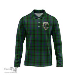 Scottish Davidson Clan Crest Tartan Polo Long Sleeve Plaid Polo Shirt