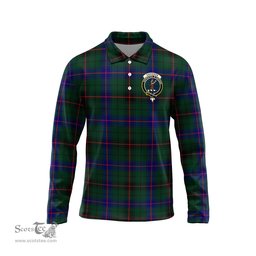 Scottish Davidson Modern Clan Crest Tartan Polo Long Sleeve Plaid Polo Shirt