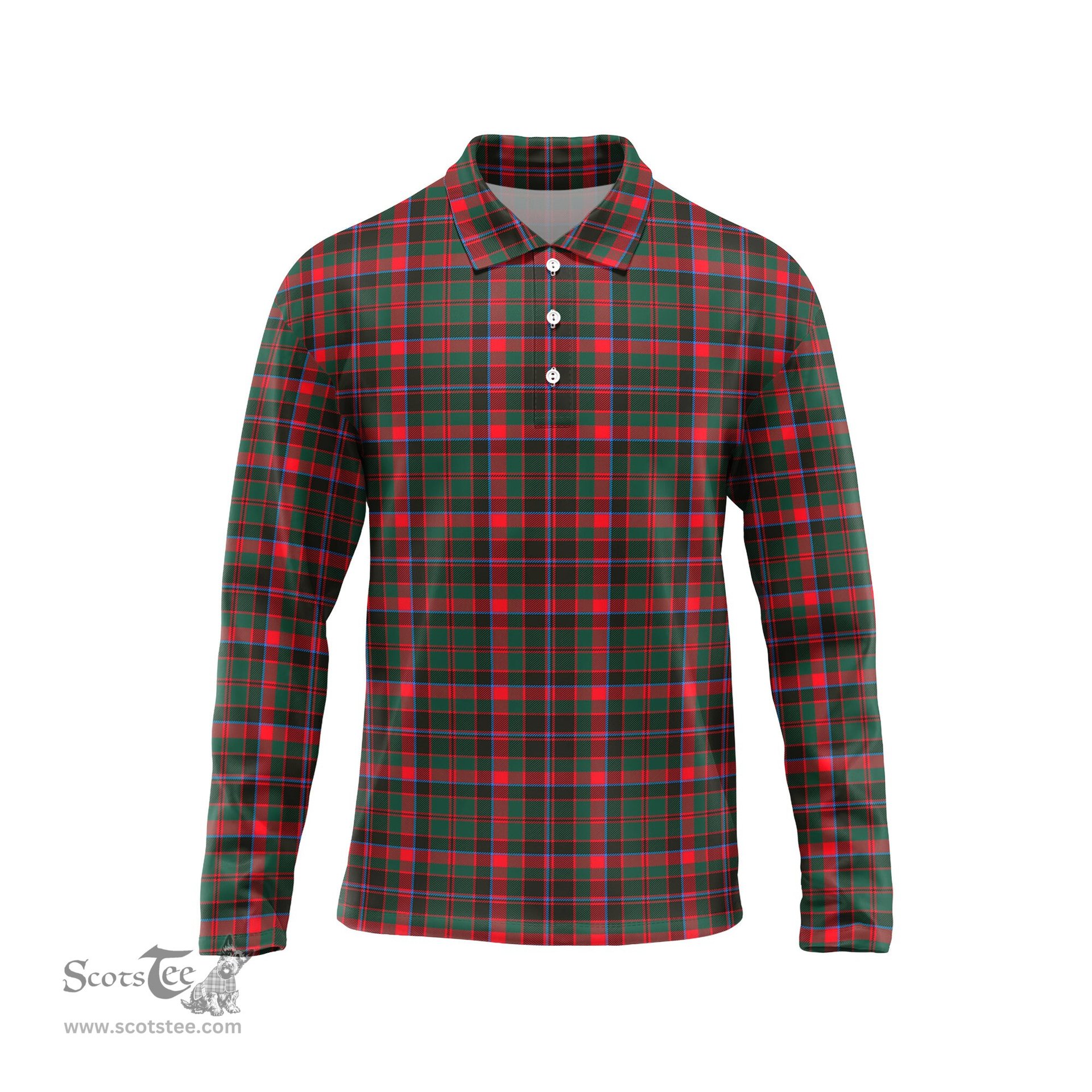 Scottish Cumming Hunting Modern Tartan Long Sleeve Plaid Polo Shirt