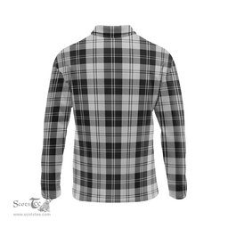 Scottish Erskine Black and White Clan Crest Tartan Polo Long Sleeve Plaid Polo Shirt