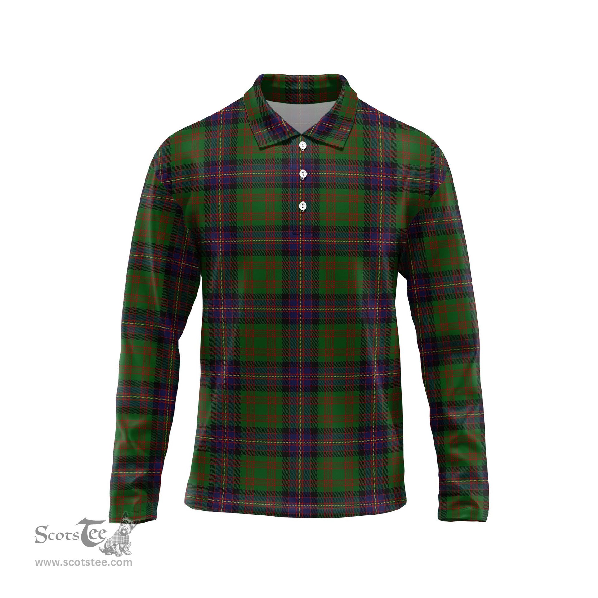 Scottish Cochrane Tartan Long Sleeve Plaid Polo Shirt