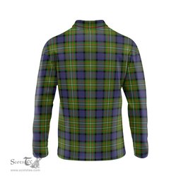 Scottish Ferguson Modern Clan Crest Tartan Polo Long Sleeve Plaid Polo Shirt