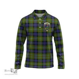 Scottish Ferguson Modern Clan Crest Tartan Polo Long Sleeve Plaid Polo Shirt