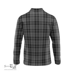Scottish Drummond Grey Clan Crest Tartan Polo Long Sleeve Plaid Polo Shirt