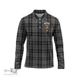 Scottish Drummond Grey Clan Crest Tartan Polo Long Sleeve Plaid Polo Shirt
