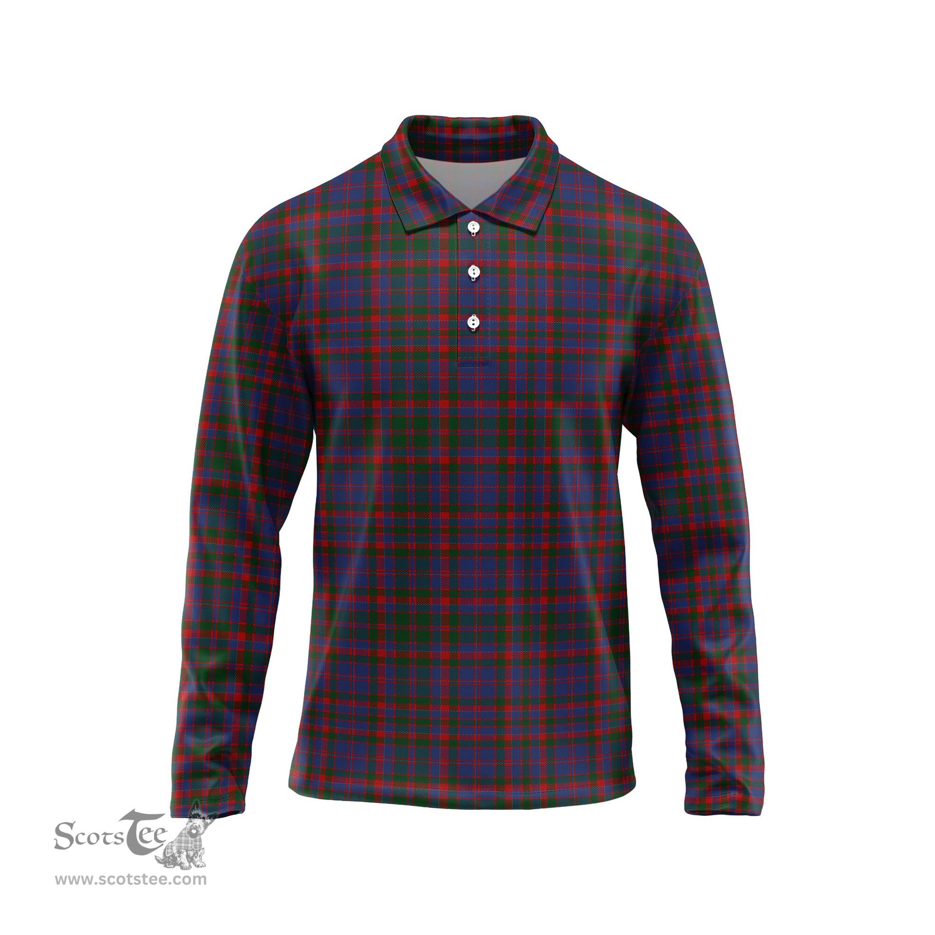 Scottish Cumming Tartan Long Sleeve Plaid Polo Shirt