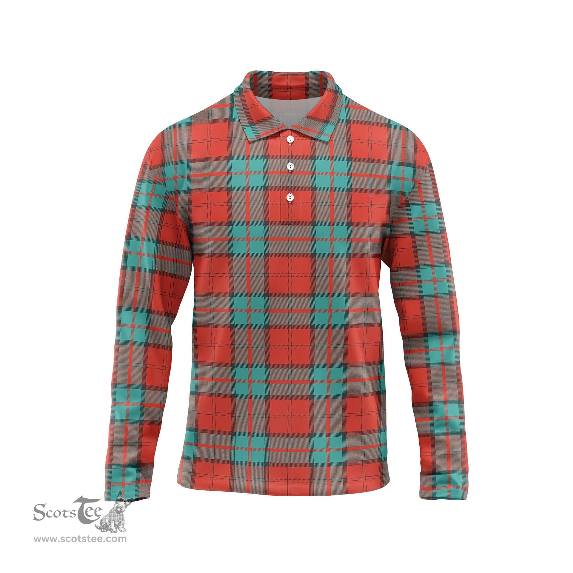 Scottish Dunbar Ancient Tartan Long Sleeve Plaid Polo Shirt