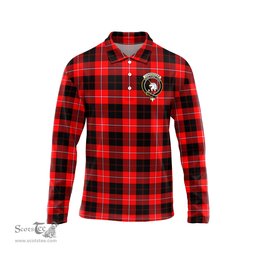 Scottish Cunningham Modern Clan Crest Tartan Polo Long Sleeve Plaid Polo Shirt