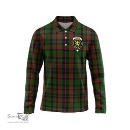 Scottish Cumming Hunting Clan Crest Tartan Polo Long Sleeve Plaid Polo Shirt