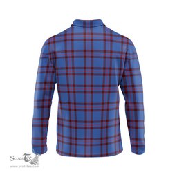 Scottish Elliot Modern Tartan Long Sleeve Plaid Polo Shirt