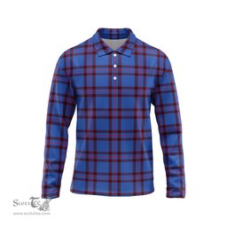Scottish Elliot Modern Tartan Long Sleeve Plaid Polo Shirt