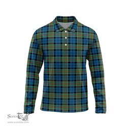 Scottish Colquhoun Ancient Tartan Long Sleeve Plaid Polo Shirt
