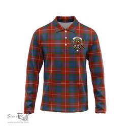 Scottish Fraser Ancient Clan Crest Tartan Polo Long Sleeve Plaid Polo Shirt