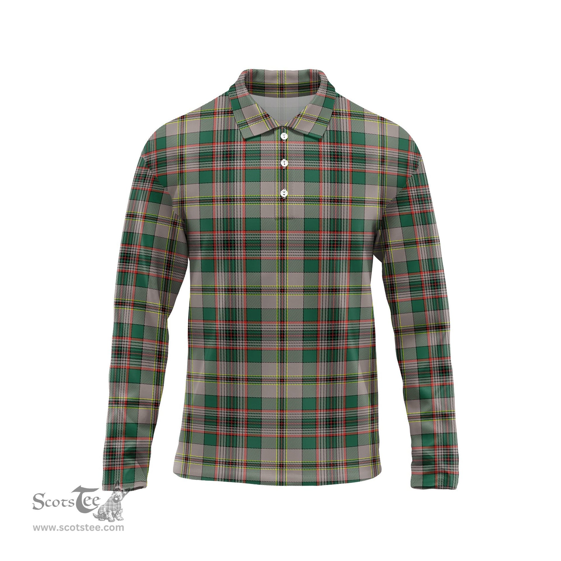 Scottish Craig Ancient Tartan Long Sleeve Plaid Polo Shirt