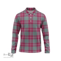 Scottish Crawford Ancient Tartan Long Sleeve Plaid Polo Shirt