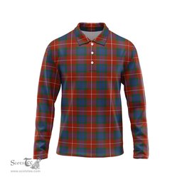 Scottish Fraser Ancient Tartan Long Sleeve Plaid Polo Shirt