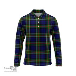 Scottish Colquhoun Modern Tartan Long Sleeve Plaid Polo Shirt