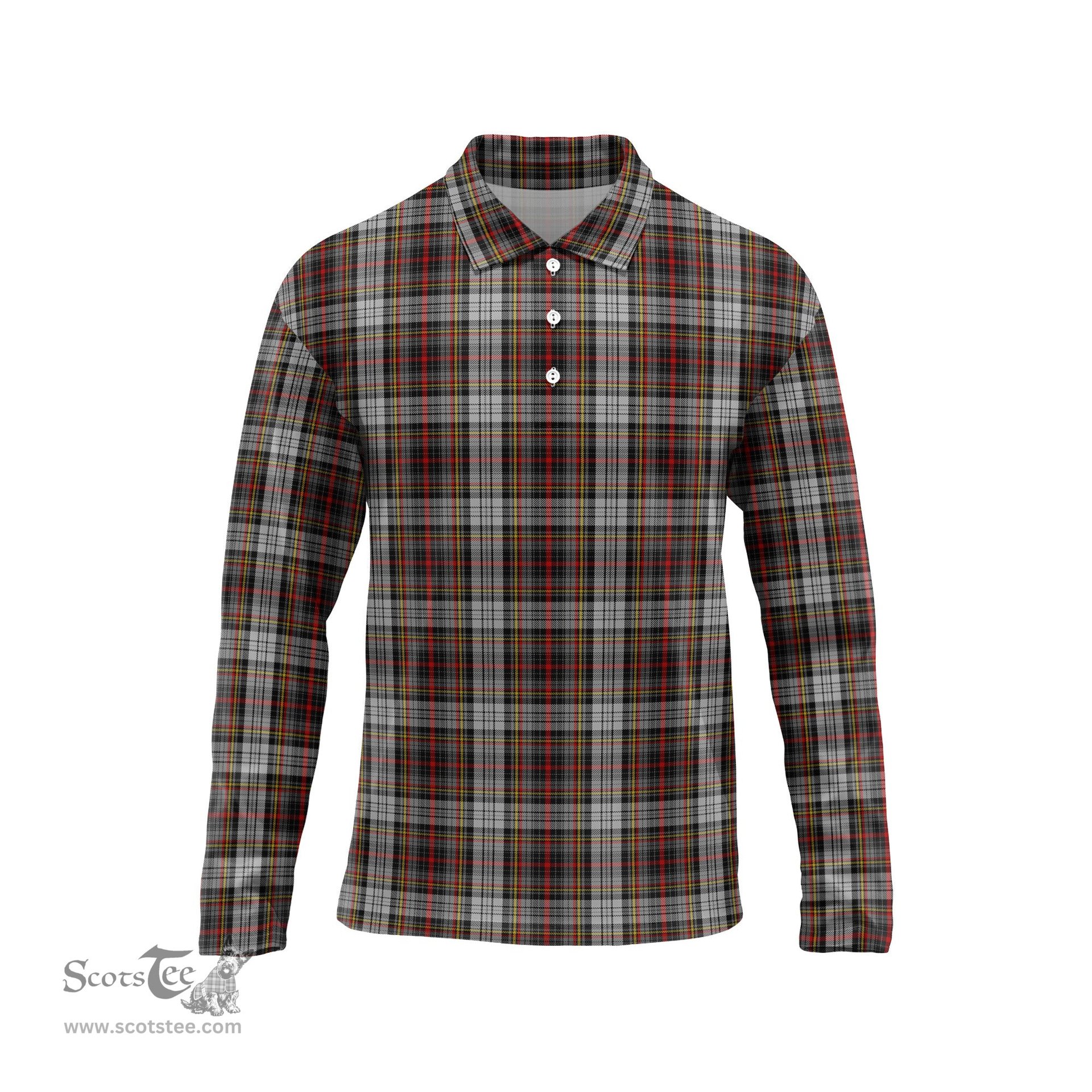 Scottish Douglas Ancient Dress Tartan Long Sleeve Plaid Polo Shirt
