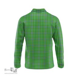 Scottish Currie Tartan Long Sleeve Plaid Polo Shirt