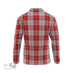 Scottish Erskine Red Clan Crest Tartan Polo Long Sleeve Plaid Polo Shirt