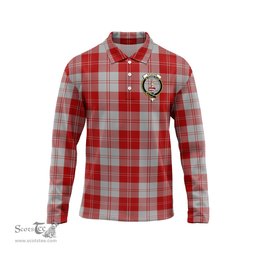 Scottish Erskine Red Clan Crest Tartan Polo Long Sleeve Plaid Polo Shirt