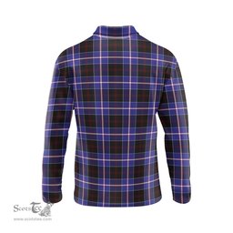 Scottish Dunlop Modern Tartan Long Sleeve Plaid Polo Shirt