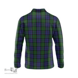 Scottish Dundas Tartan Long Sleeve Plaid Polo Shirt
