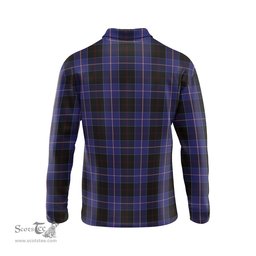 Scottish Dunlop Clan Crest Tartan Polo Long Sleeve Plaid Polo Shirt
