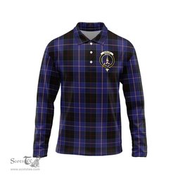 Scottish Dunlop Clan Crest Tartan Polo Long Sleeve Plaid Polo Shirt