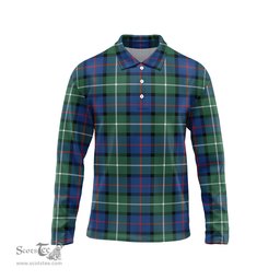 Scottish Davidson of Tulloch Tartan Long Sleeve Plaid Polo Shirt