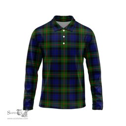 Scottish Gunn Modern Tartan Long Sleeve Plaid Polo Shirt