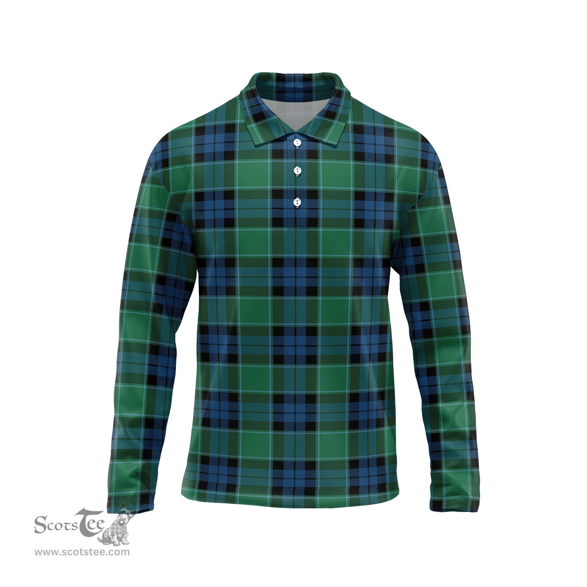 Scottish Graham of Menteith Ancient Tartan Long Sleeve Plaid Polo Shirt