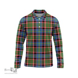 Scottish Glass Tartan Long Sleeve Plaid Polo Shirt