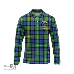 Scottish Gordon Old Ancient Clan Crest Tartan Polo Long Sleeve Plaid Polo Shirt