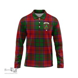 Scottish Grant Clan Crest Tartan Polo Long Sleeve Plaid Polo Shirt