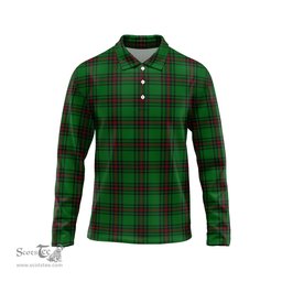 Scottish Halkerston Tartan Long Sleeve Plaid Polo Shirt