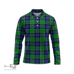 Scottish Graham of Menteith Modern Tartan Long Sleeve Plaid Polo Shirt