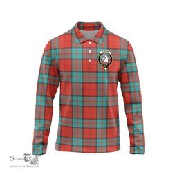 Scottish Dunbar Ancient Clan Crest Tartan Polo Long Sleeve Plaid Polo Shirt