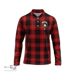 Scottish Cunningham Clan Crest Tartan Polo Long Sleeve Plaid Polo Shirt