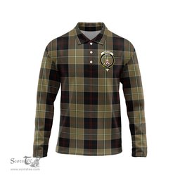 Scottish Dunlop Hunting Clan Crest Tartan Polo Long Sleeve Plaid Polo Shirt