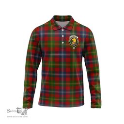 Scottish Forrester or Foster Clan Crest Tartan Polo Long Sleeve Plaid Polo Shirt